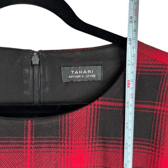 Tahari Arthur S. Levine Red Plaid Fit & Flare Dress Est. size 10 - Picture 8 of 14